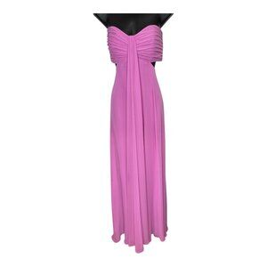 Dessey Collection Strapless Empire Waist Cutout Lux Chiffon Maxi Dress Pink 8R